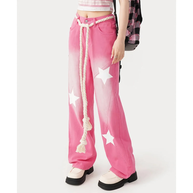 pink vintage wide leg jeans, view 4 - MRSLM