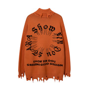 jacquard print stand collar cotton sweater, view 4 - MRSLM