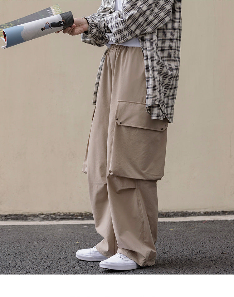 vintage drawstring pants with large pockets, view 4 - MRSLM