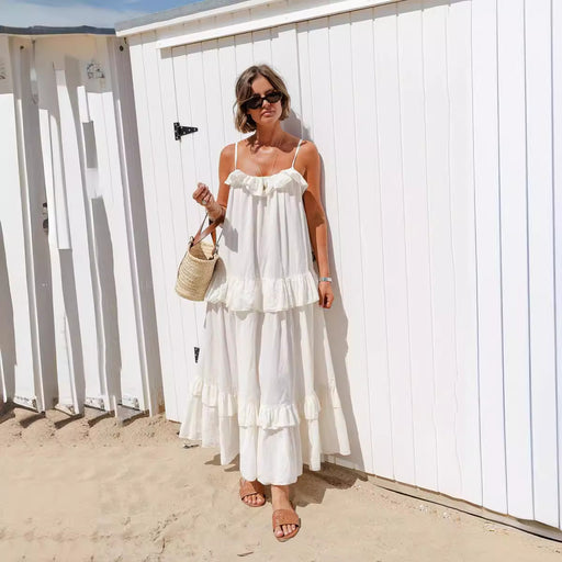 women's ruffled cotton summer dress, view 2 - MRSLM
