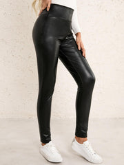high waist stretch skinny pu leather pants, view 7 - MRSLM