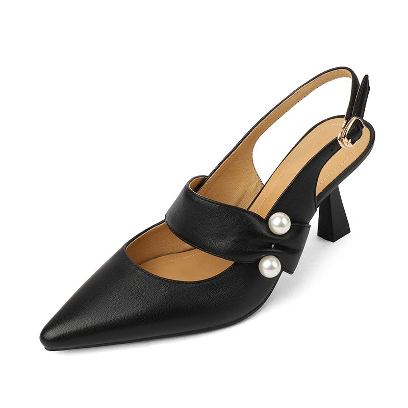 pearl detail high heel sandals, view 3 - MRSLM