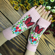 butterfly floral long knitted gloves, view 5 - MRSLM
