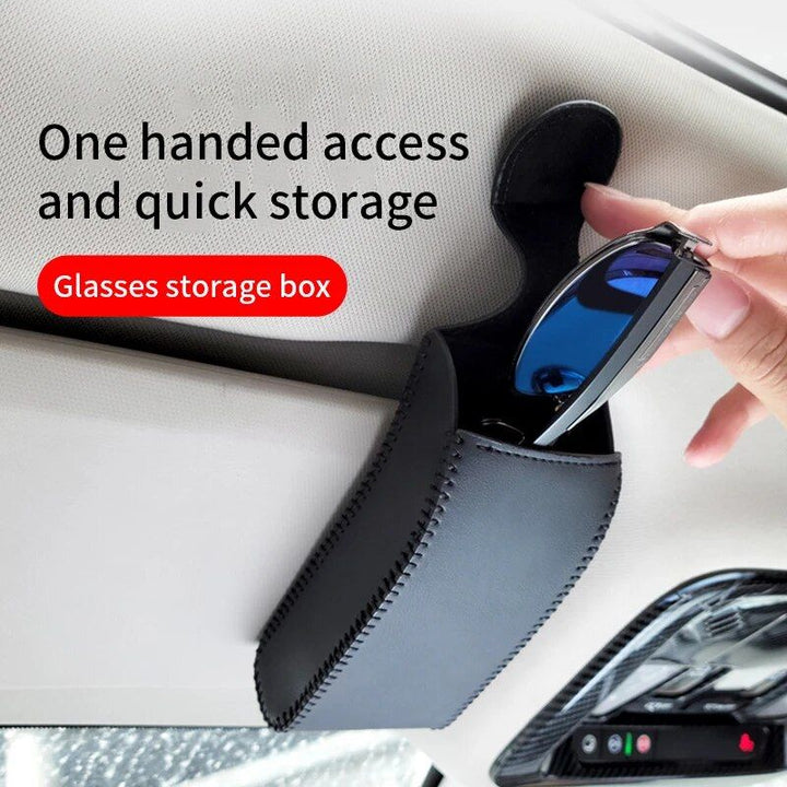 Compact PU Leather Car Visor Organizer for Glasses and Accessories