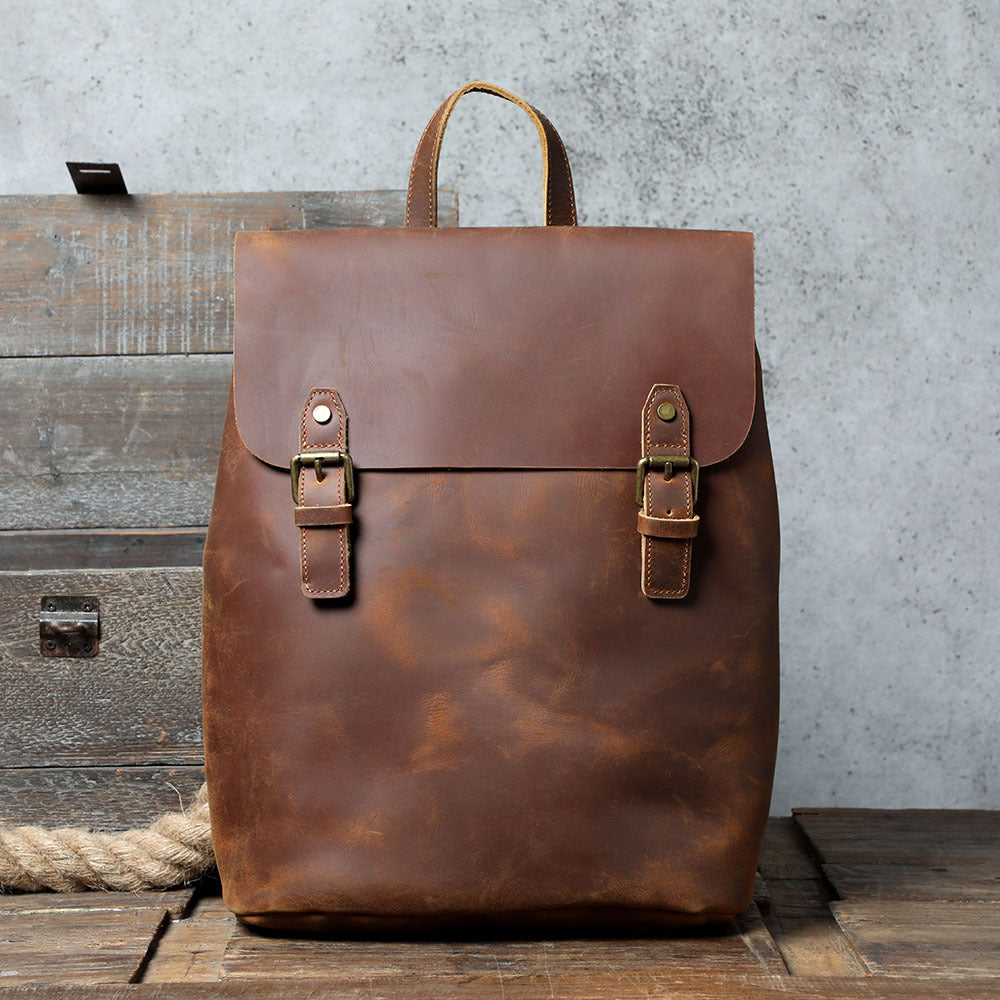 New Simple Retro First Layer Cowhide Backpack