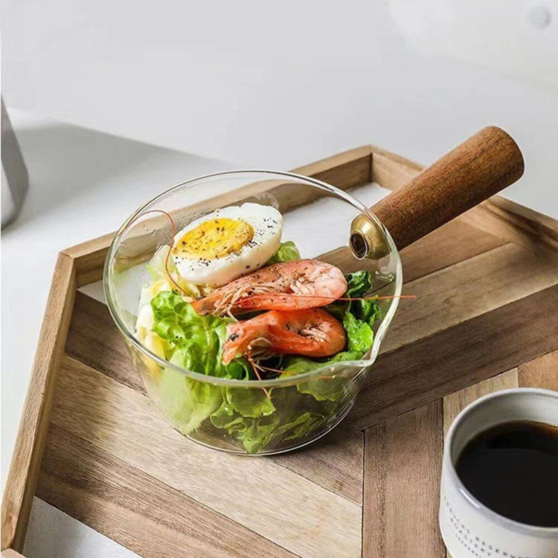 glass cooking pot with wooden handle, view 5 - MRSLM