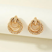 gold metal twist dangle earrings, view 6 - MRSLM