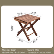 portable folding beech wood stool, view 3 - MRSLM