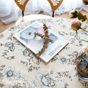 peony print linen-look tablecloth with tassels, view 9 - MRSLM