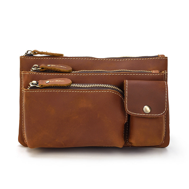 men's cowhide waist crossbody bag, view 11 - MRSLM