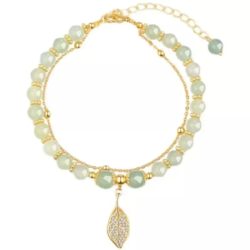 green gold leaf bracelet, view 2 - MRSLM