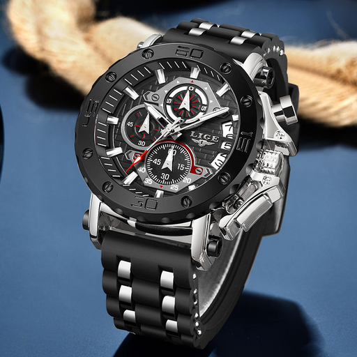 men's sports chronograph silicone watch - MRSLM