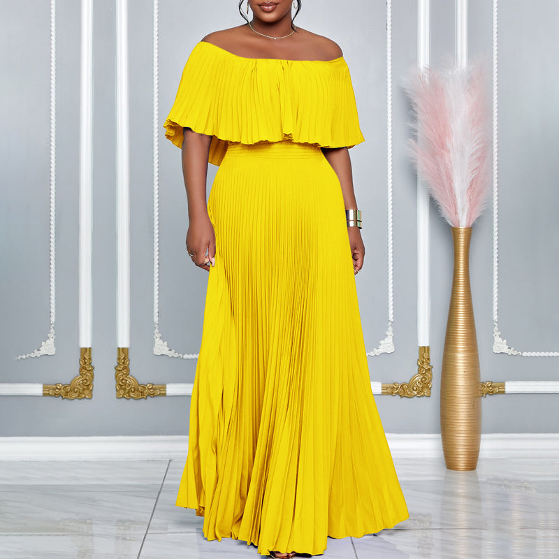 women's off-shoulder pleated dress, view 4 - MRSLM