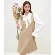 Chic French style fake two-piece dress, view 3 - MRSLM
