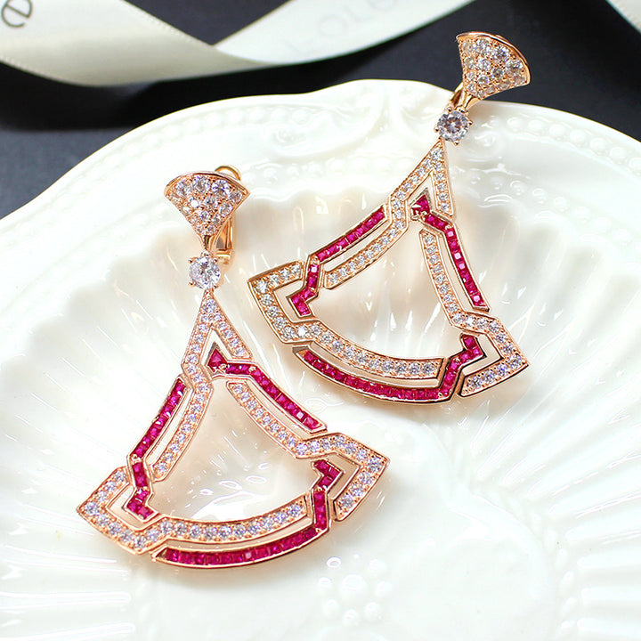 Women's Triangle Micro-set Zircon Necklace Earring Set