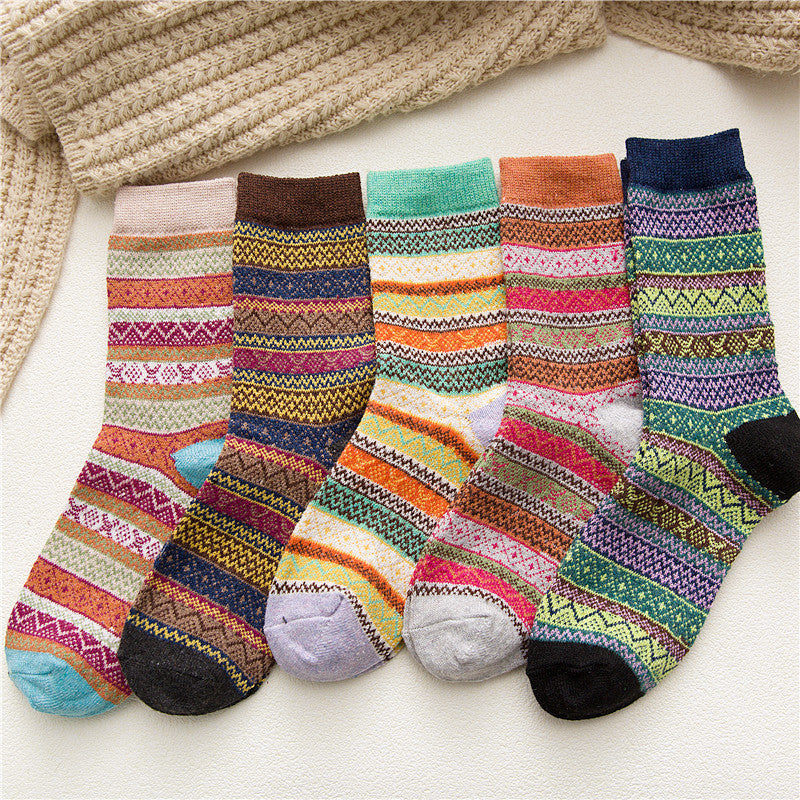 women's striped wool socks, view 2 - MRSLM