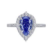 tanzanite blue high carbon diamond silver ring, view 7 - MRSLM