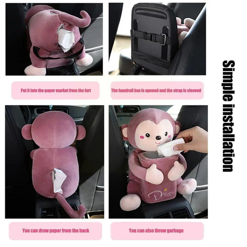 car tissue and trash box, cartoon animal, view 10 - MRSLM