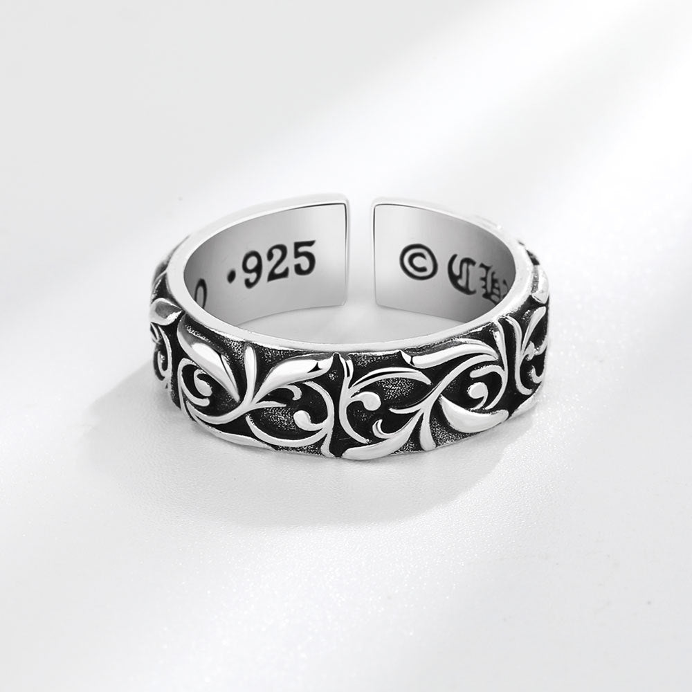 S925 Sterling Silver Vintage Eternal Rattan Ring For Men