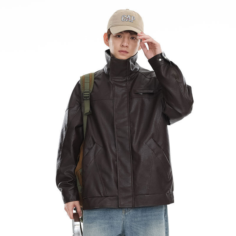 Men's loose stand collar coat, view 2 - MRSLM