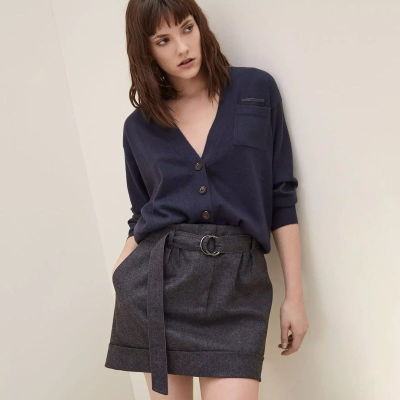 high-waist wool blend skirt, view 3 - MRSLM
