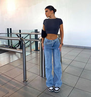 Light blue bevel button jeans - MRSLM