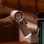 USB rechargeable handheld fan with LED lamp, view 5 - MRSLM