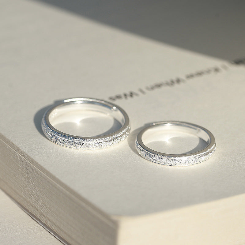 simple silver couple rings pair, view 2 - MRSLM
