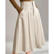 High waist A-line PU leather skirt, view 3 - MRSLM
