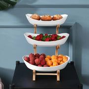 partitioned oval tiered serving plates, view 9 - MRSLM