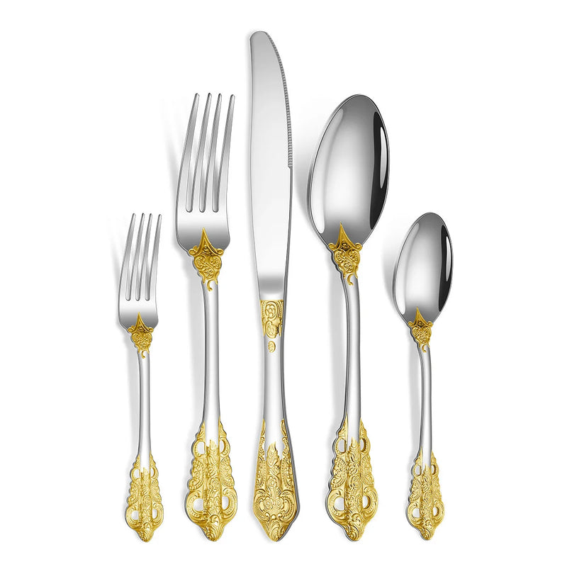 luxury gold cutlery set, view 4 - MRSLM