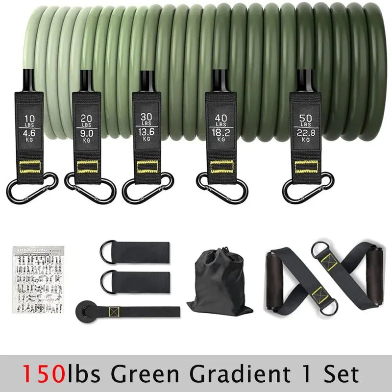 home gym resistance band set, view 2 - MRSLM