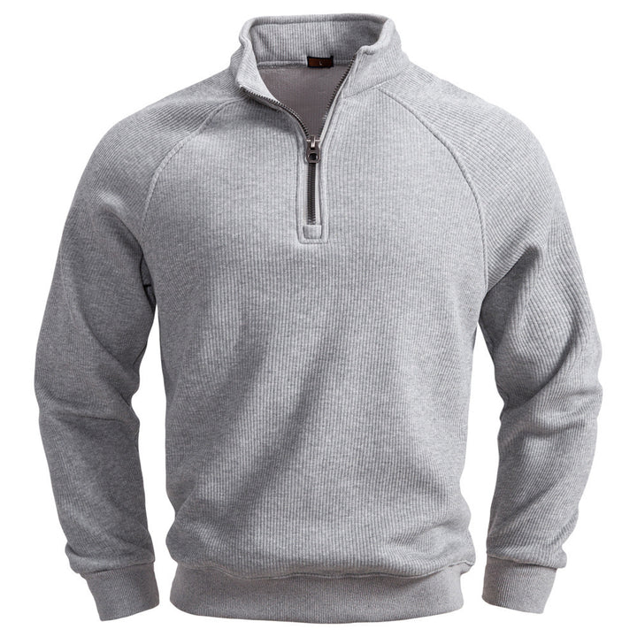 European And American Half Zipper Sweater Stand-up Collar All-match Fleece Men's Sweater Top