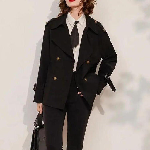 elegant double breasted women's trench coat - MRSLM