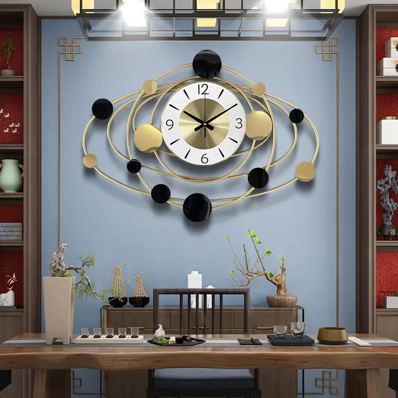 gold metal art wall clock, view 6 - MRSLM