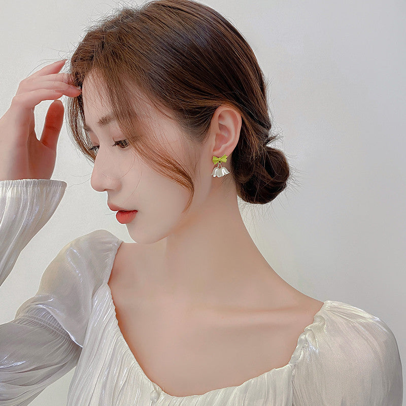 green bowknot stud earrings - MRSLM