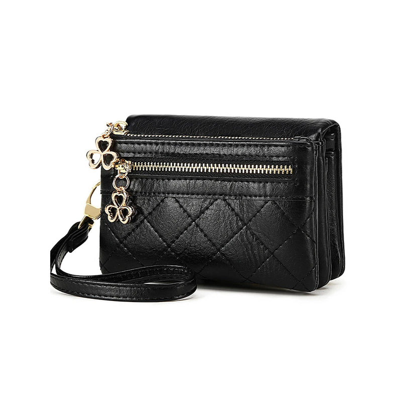 Women's Vintage Bifold Short Wallet with Wristband