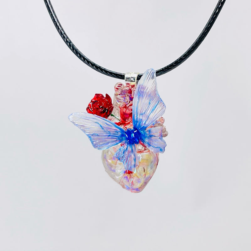 Butterfly Heart Necklace Women's Sterling Silver Light Luxury