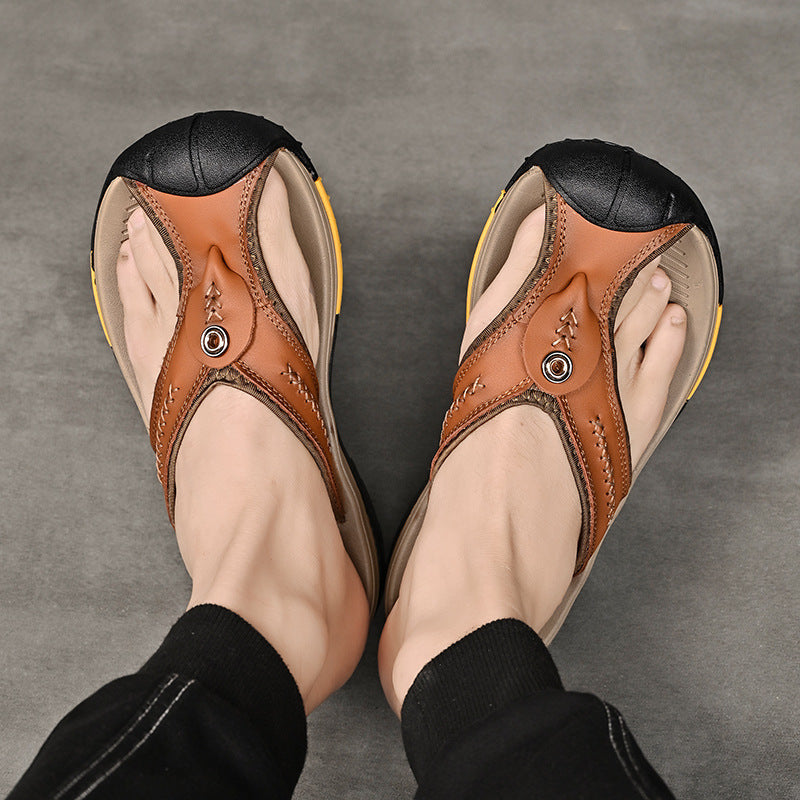 men's leather flip-flops, view 5 - MRSLM
