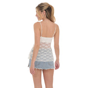 floral lace camisole top with bowknot, view 4 - MRSLM