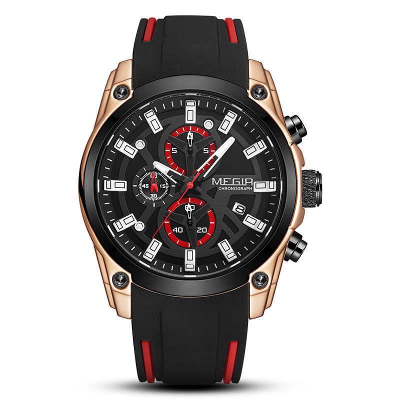 Men's silicone quartz sports watch, view 5 - MRSLM