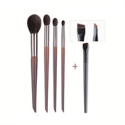 5-piece goat hair makeup brush set, view 2 - MRSLM