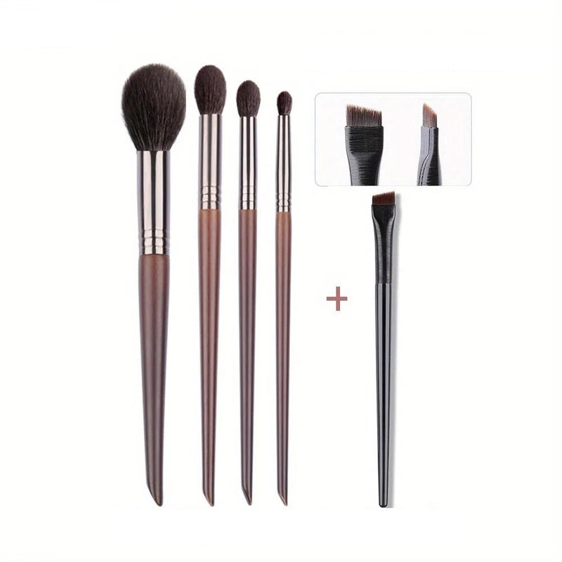 5-piece goat hair makeup brush set, view 2 - MRSLM