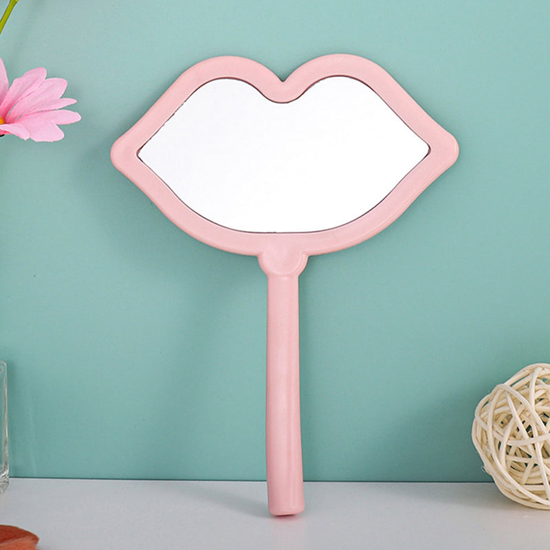 Lip shaped handheld makeup mirror, view 2 - MRSLM