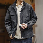 men's vintage dark gray waterproof jacket, view 3 - MRSLM