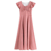 red plaid long summer dress, view 11 - MRSLM