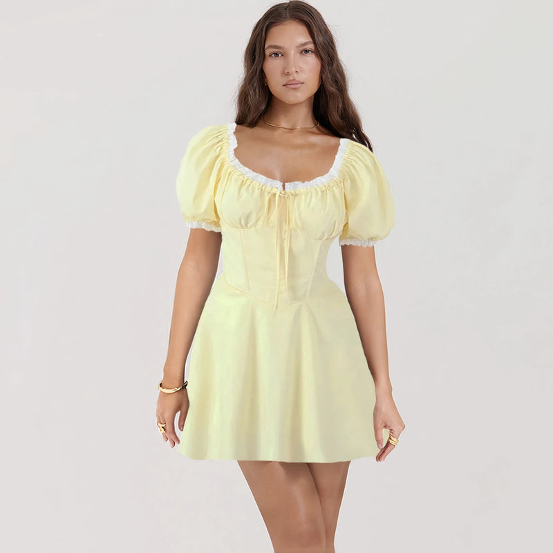 vintage puff sleeve dress, view 2 - MRSLM