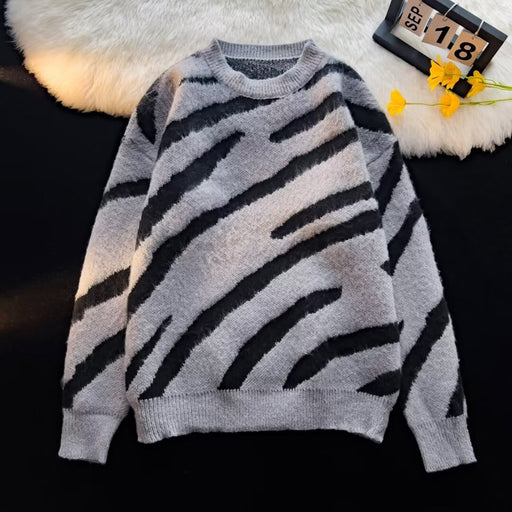 American zebra pattern irregular sweater - MRSLM