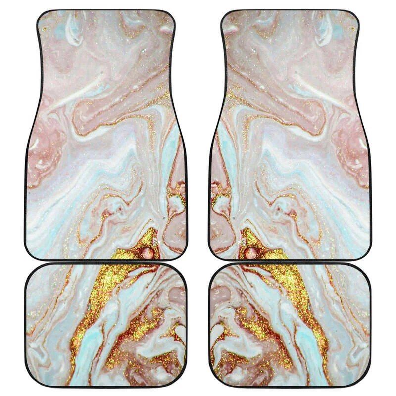 Luxe Pink Gold Liquid Marble Car Floor Mats (Full Set of 4)