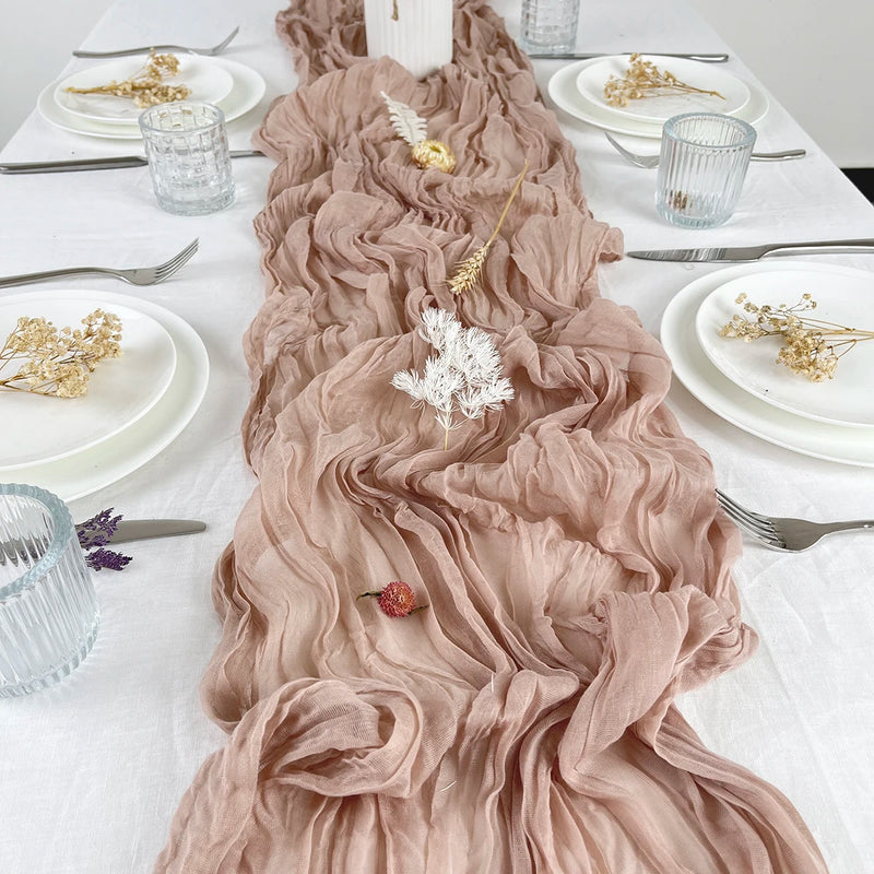 semi-sheer gauze table runner, view 3 - MRSLM